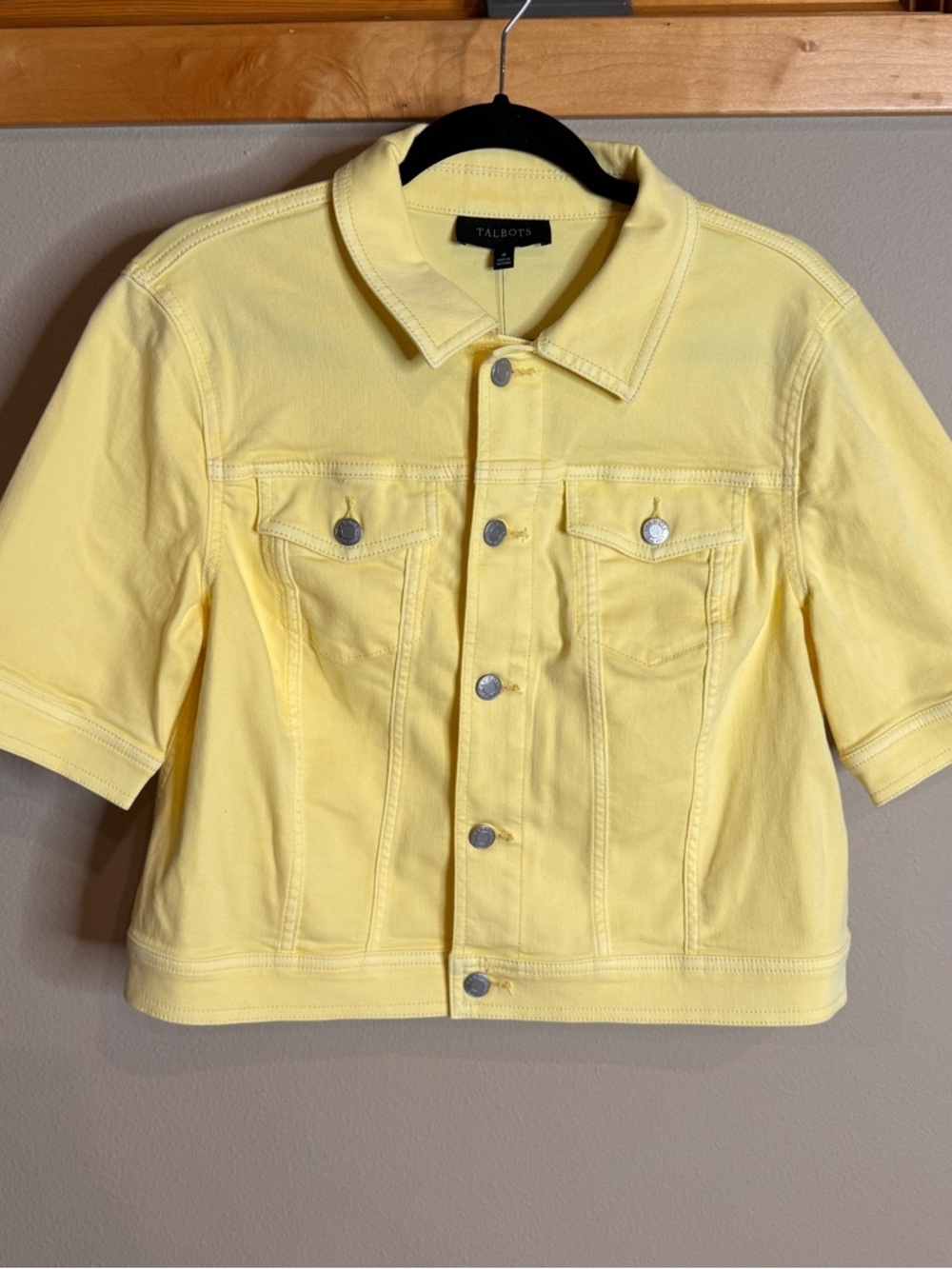 NWT Talbots Yellow Short-Sleeve Denim Jacket